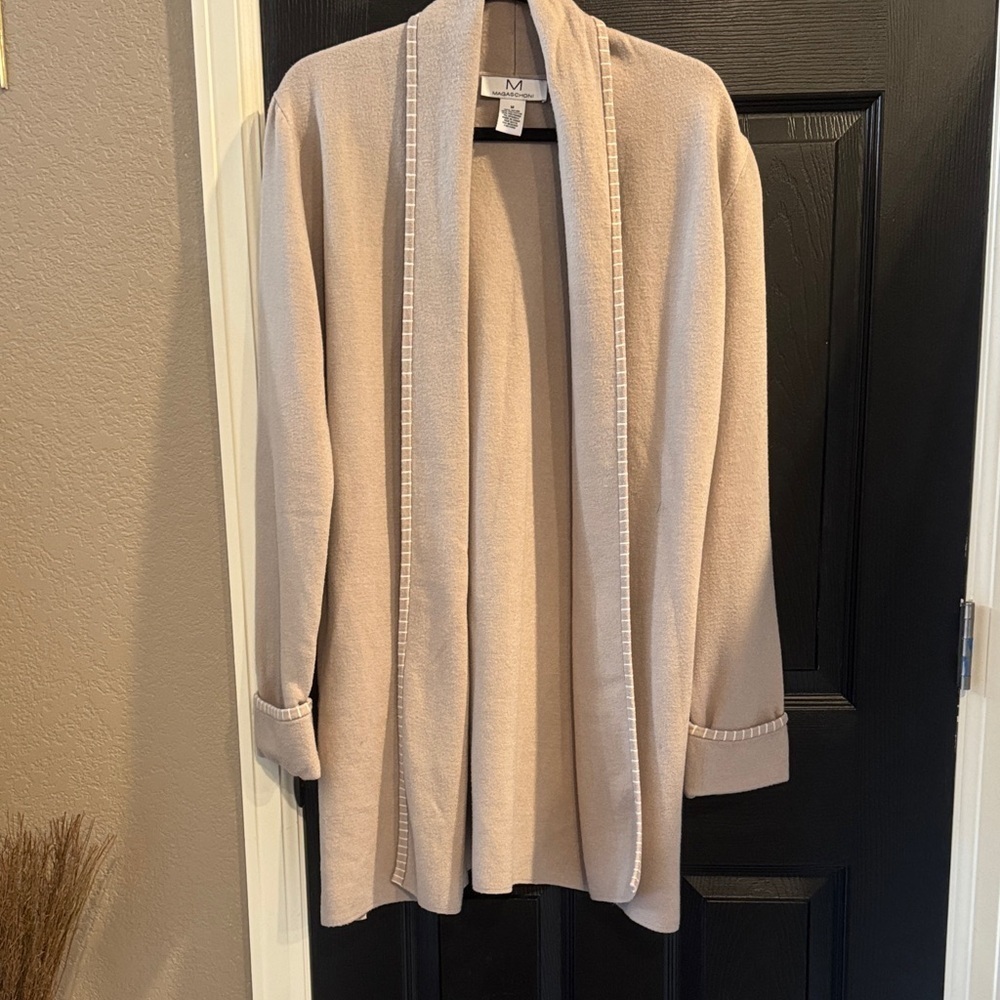 Magaschoni Beige Open-Front Cardigan